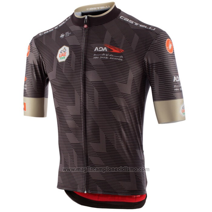 2020 Abbigliamento Ciclismo UAE Tour Marrone Manica Corta e Salopette